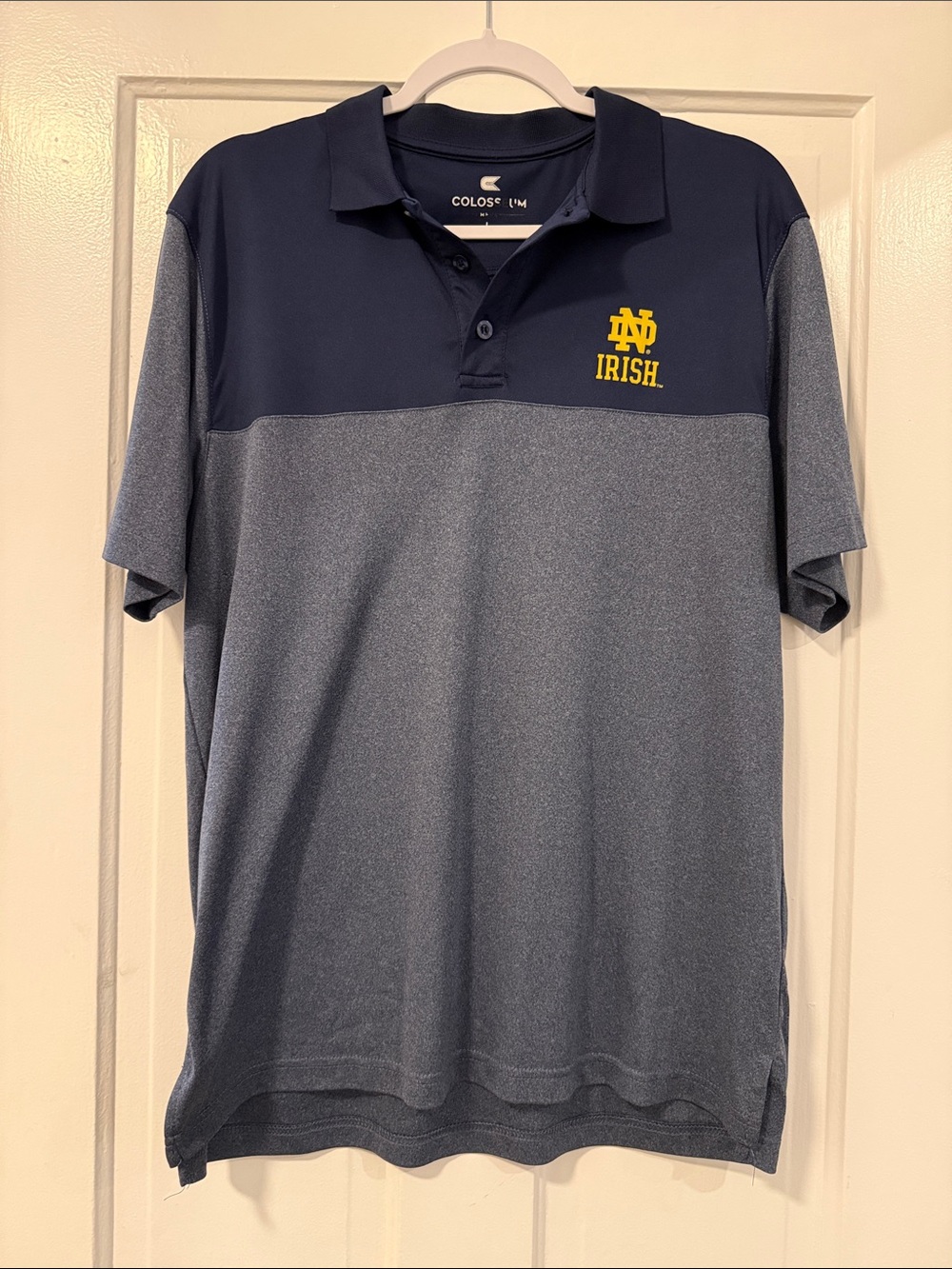 Colosseum Notre Dame Irish Two-Tone Polo Navy Gray Size L